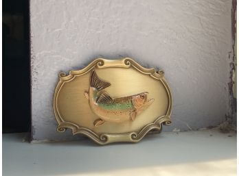 1978 Raintree Fish Trout Brass Belt Buckle