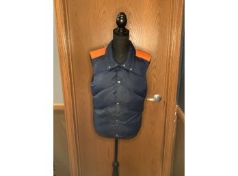 Vintage Woolrich Goose Down Puffer Vest Dark Blue, Orange, And White