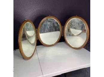 Vintage Tri-Fold Triptych Vanity / Shaving Mirror