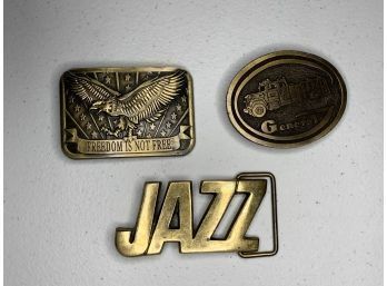 Brass Belt Buckles - Jazz, Freedom Is Not Free, And General