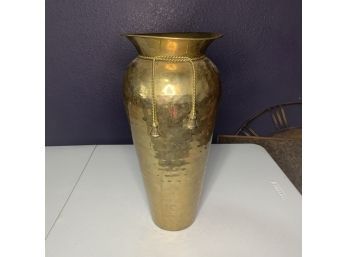 Tall Brass Vase With Tassel Design