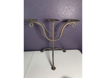 Wrought Iron Pillar 3 Candle Holder On 3 Feet