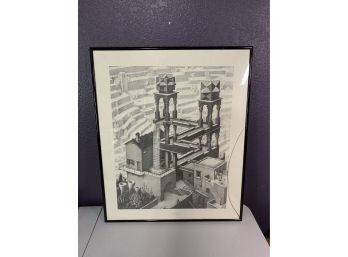 Framed Mc Escher Waterfall Lithograph Print