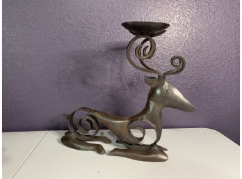 Metal Reindeer Candle Holder - Holds 2 Candles On Antlers