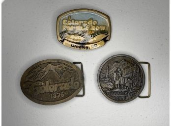 Set Of 3 Vintage Colorado Belt Buckles