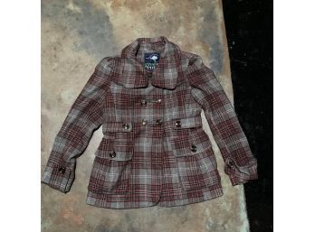 Green With Envy Red And Gray Plaid Coat Size Medium