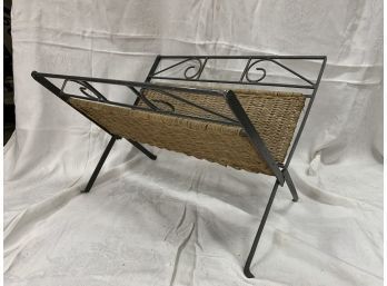 Wicker Woven Collapsible Magazine Rack Metal Frame