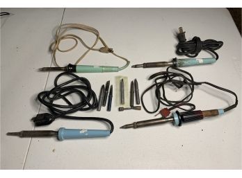 Vintage Corded Soldering Irons With Extra Bits