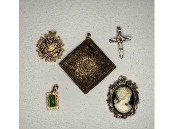 Necklace Pendants - 18kpg, Brass, Cameo, Cross