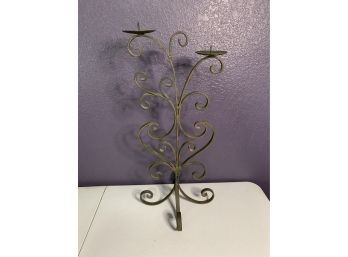 Double Scroll Work Pillar Candle Holder Just Under 2 Ft