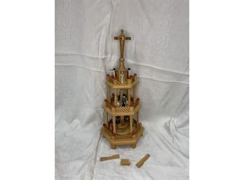 Wooden Spinning 3 Tiered Christmas Pyramid Nativity