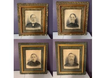 Large Framed Antique Photos With Individual Information On Backs - Names, Dates, Etc