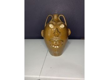 Folk Art, Kings Pottery, Seagrove NC Terry King, Salt Glazed Head Facejug, Handcrafted Ceramic Figural, Funny