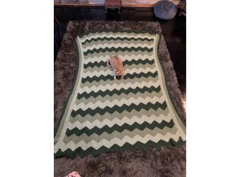 Shades Of Green Chevron Blanket