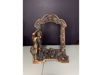 Amazing Art Nouveau Frame, Ornate Figural Heavy Copper Art Picture Frame, Goddess And Gargoyle Wall Art, 3D