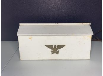 White Flip Top Wall Mount Mailbox With Eagle Motif