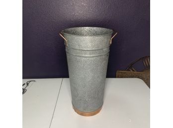 Galvanized Metal Tall Planter Pot / Vase With Handles