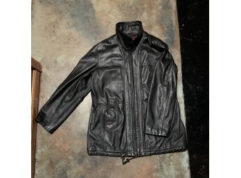 Lined Zip Up Leather Coat