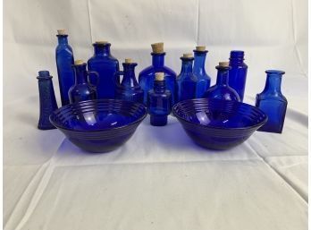 Cobalt Blue Glass Bottles And Bowls