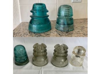 Green And Clear Glass Insulators