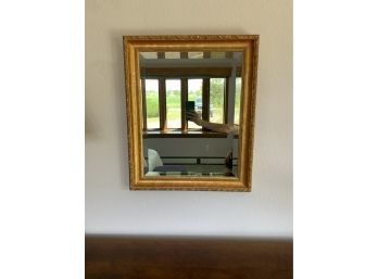 Gold Toned Wall Hanging Beveled Mirror