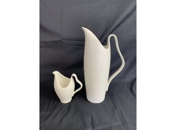 Mid Century Large Water Pitcher And Creamer