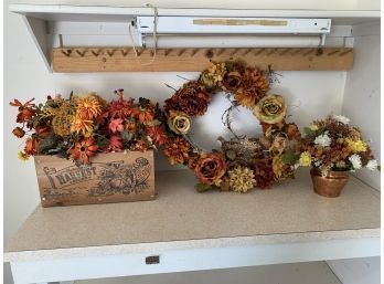 Autumn Decor - Faux Flower And Wreath Decor