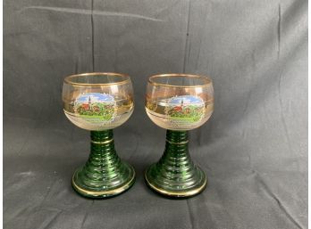 Pair Of German Wine Glasses