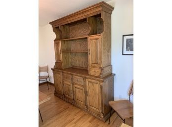 Custom Built Oak Breakfront Hutch **Minimum $200 Bid**