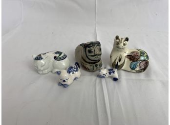 Painted Ceramic Cat Figurines