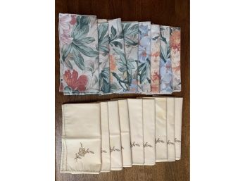 Cloth Napkins - Floral And Cream Rose