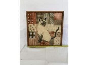 Needlepoint Siamese Cat Art