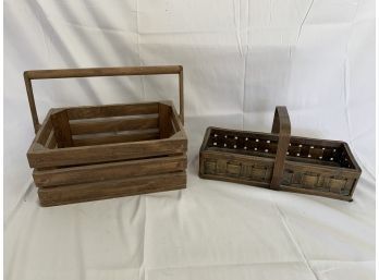 Dark Brown Rectangle Baskets With Handles