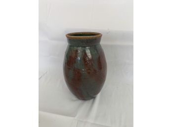 Studio Pottery Vase - Deep Blue And Red Tones