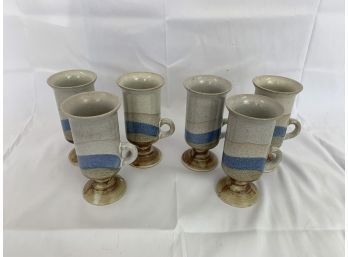 Set Of 6 Stoneware Irish Coffee Mugs