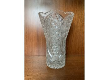 American Brilliant Cut Glass Vase Signed (#2)