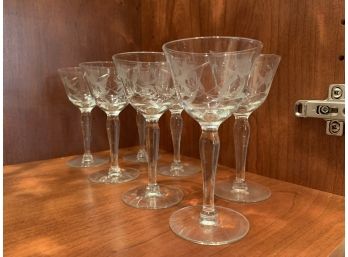 Floral Etched Glass Martini Glasses