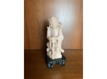 Vintage Asian Pink Alabaster Statue