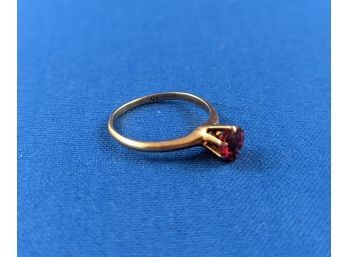 10k Gold Ring With Faux Red Stone