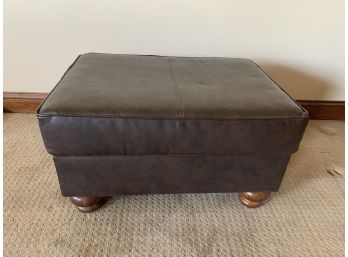 Dark Brown Leather Look Ottoman