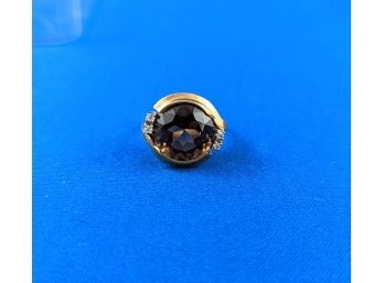 10k Gold Smoky Quartz Topaz Ring