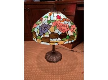 Stained Glass Tiffany Style Table Lamp With Brass Base