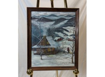 Oil Painting Winter In Tennessee Smoky Mountains By Bobbie Richardson