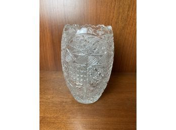 American Brilliant Cut Glass Vase Signed (#5)