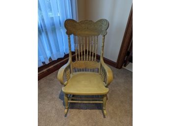 Carved Back Light Green Rocking Chair