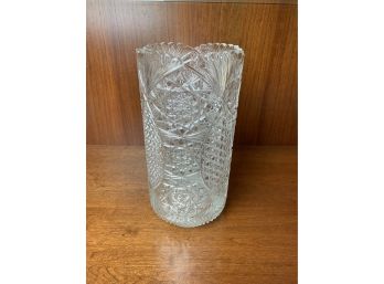 American Brilliant Cut Glass Vase Signed (#7)