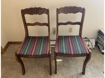 Pair Of Carved Rose Back Chairs