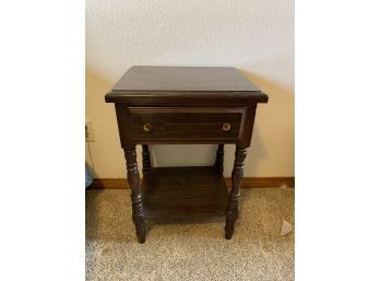 Dark Brown Wood One Drawer Nightstand