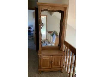 Mirrored Hall Tree With Storage Cabinet