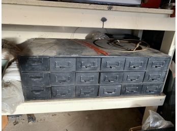 18 Drawer Metal File Cabinet Full Of Parts